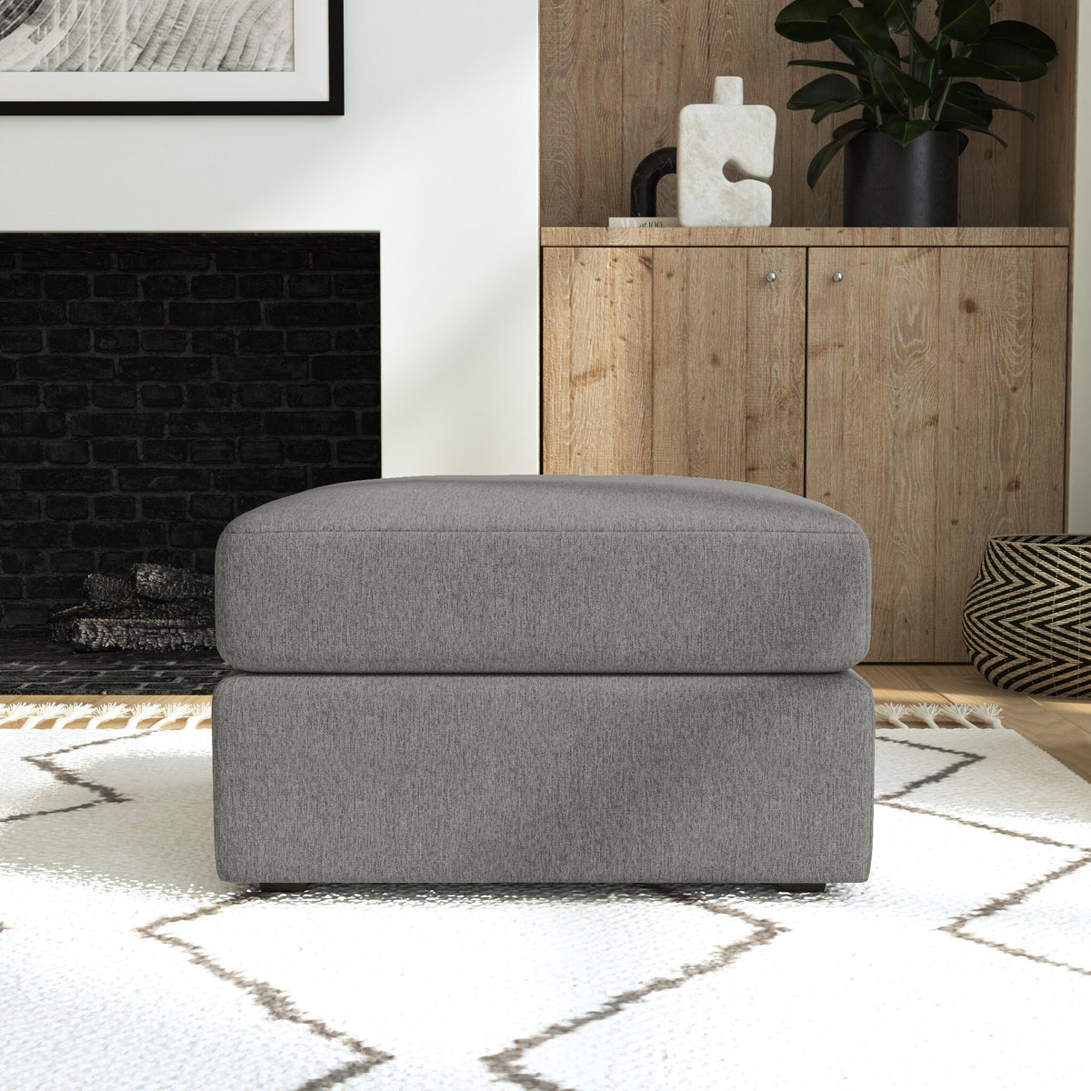Gray Square Bumper Ottoman with Performance Fabric U10099