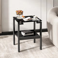 Black Tempered Glass 2 Layer End Table G250