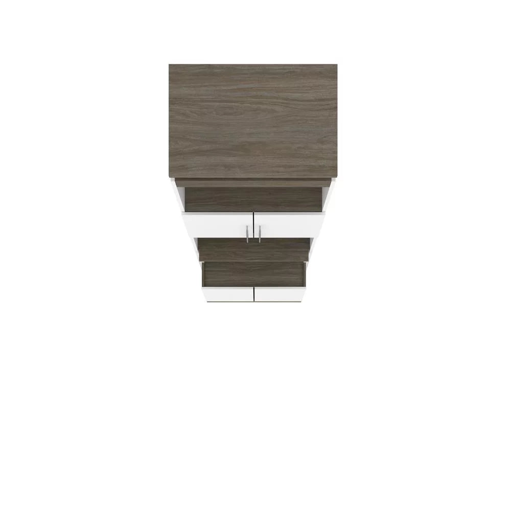 White & Walnut Grey Shelving Unit with Fold-Out Desk X6792