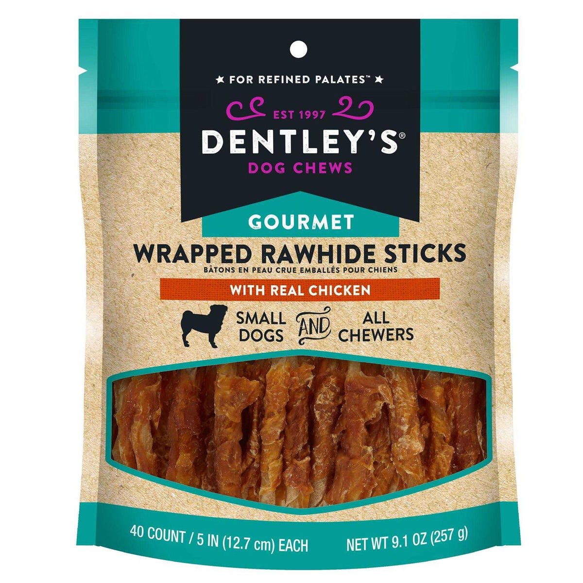 5 Wrapped Rawhide Sticks Dog Treats Chicken W683794