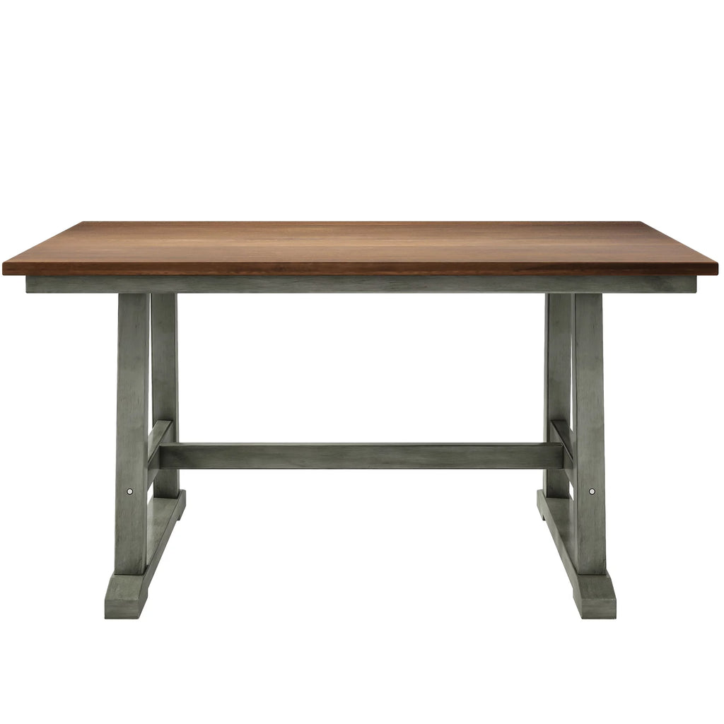 6-Piece Wood Dining Table Set with Bench and 4 Chairs B27829