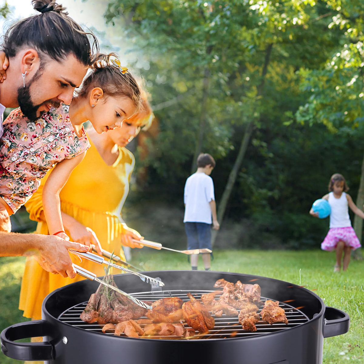 3 in 1 Vertical Charcoal BBQ Smoker Grill L505621