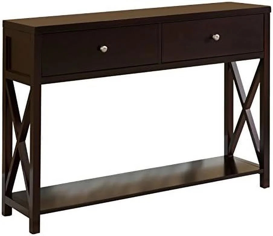 Cherry Console Sofa Entryway Table with Storage Shelf & Drawers H330