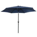 9 ft. Black Pole Market Outdoor Patio Umbrella with Tilt and Crank in Dark Blue M413592