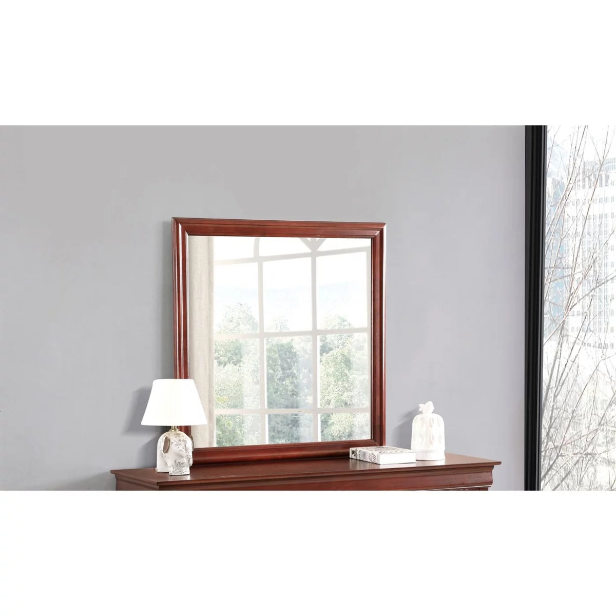 38 in. Square Wood Framed Dresser Mirror E908221