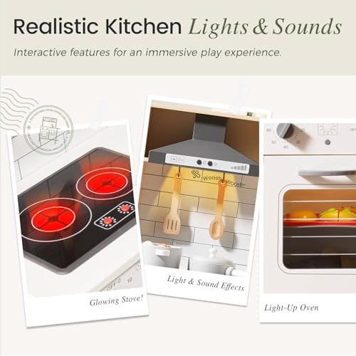 Wooden Kids Play Kitchen with Real Lights & Sounds C47377