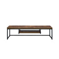 Brown Black Rectangular Wood Metal TV Stand with One Shelf Z305074