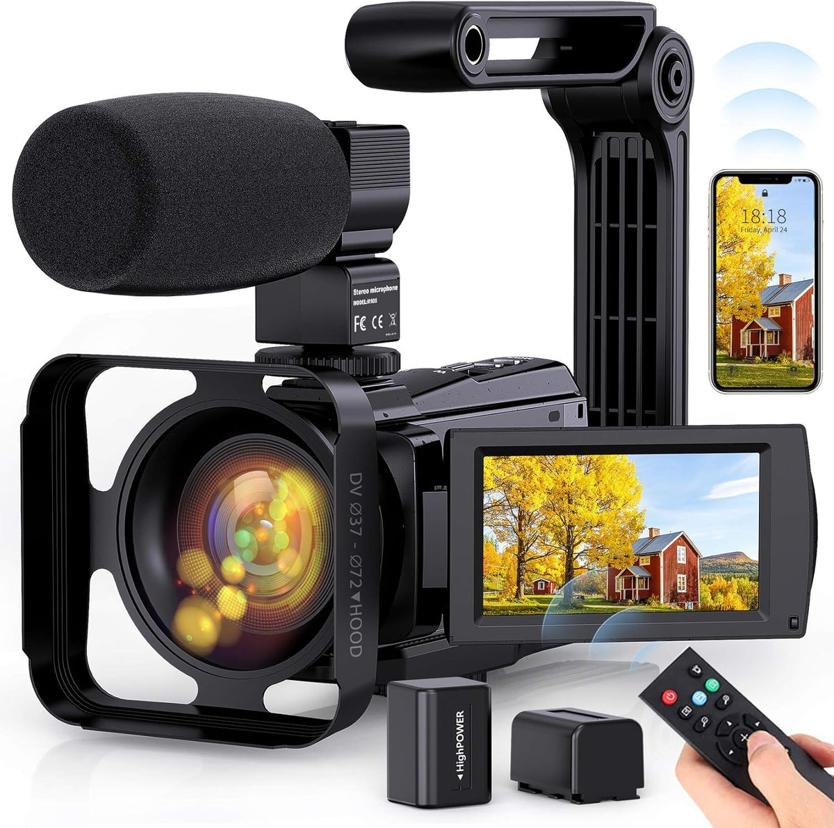 4K Video Camera WiFi Camcorder with 16X Digital Zoom V41916